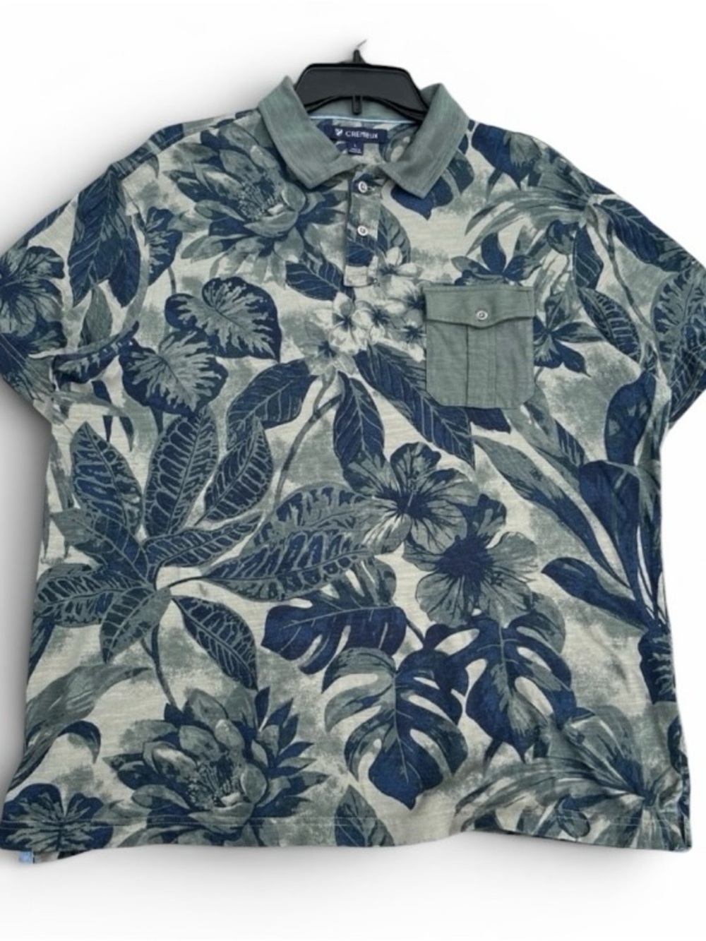 Cremieux Men’s Tropical Floral Polo Shirt Size Large Short Sleeve Pocket Polo